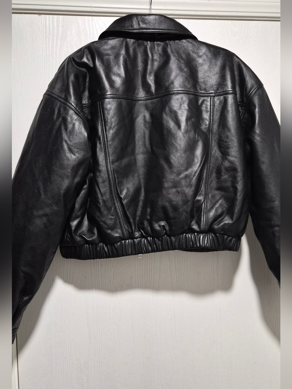 Camila Coelho Lamb Leather Black Raven Full Zip Leather Jacket Size M - Picture 8 of 12
